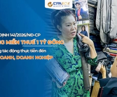 NGHỊ ĐỊNH 141/2026/NĐ-CP: NÂNG NGƯỠNG MIỄN THUẾ 1 TỶ ĐỒNG VÀ NHỮNG TÁC ĐỘNG THỰC TIỄN ĐẾN HỘ KINH DOANH, DOANH NGHIỆ